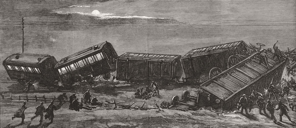 SOMT. Railway accident near Wincanton 1877 old antique vintage print picture